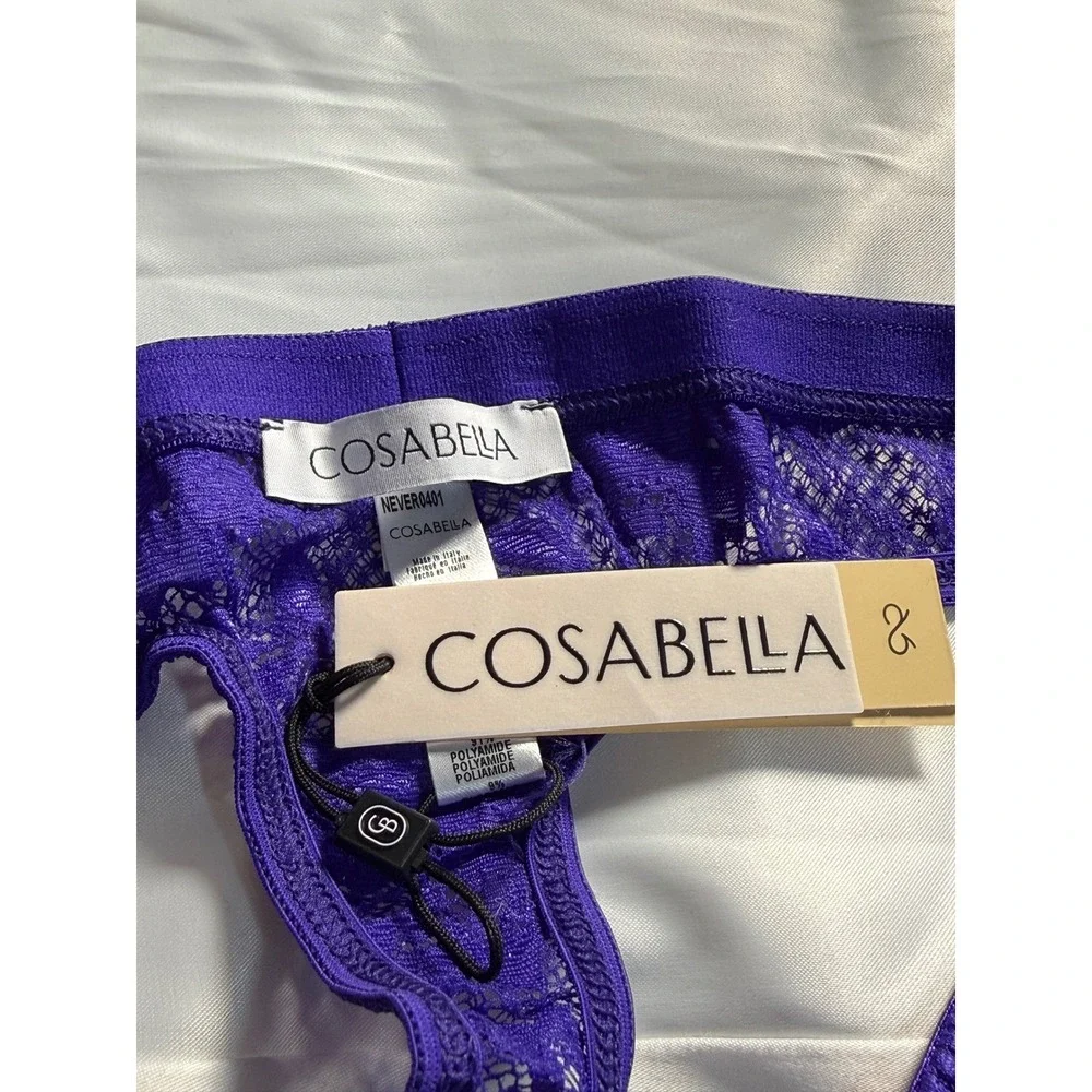 Cosabella Never Say Never Men's Lace G-String Thong Violet Sexy Italian Lace‎ XL